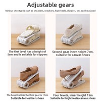 Étagère à chaussures pliable réglable à double couche en plastique, design gain de place, sans installation requise, solution de rangement pour armoire à chaussures