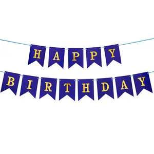 Hannuo Factory Direct Selling Paper Material 14*16cm Purple Paper Happy Birthday Simple Decoration Bunting Banner With Cheaper