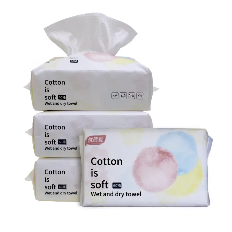 ODM OEM Disposable Cotton Tissue Soft Touch Dry Wet Facial Towel Wholesale Price 100% Natural Cotton Tissue 1 Ply