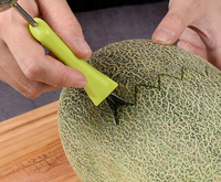 Pelle à melon 4 en 1, coupe-pastèque en acier inoxydable Set d'outils de sculpture pour trancheuse de fruits Séparateur de pulpe