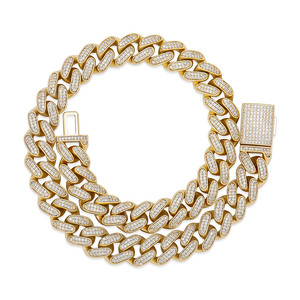 European American <b>Cross</b>-border for 16MM Copper Zircon <b>Chain</b> Personalized Hip-hop Necklace Unisex Stylish Electroplated - Product Image 6