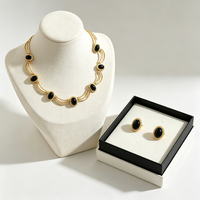Parure Collier et Boucles d'Oreilles Vintage pour Femme en Alliage Incrusté de Zircon, Collier Ras du Cou, Vente en Gros d'Usine pour Anniversaire