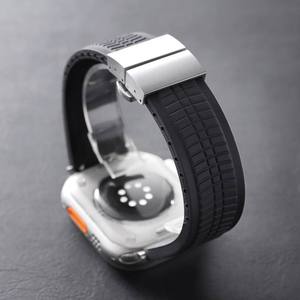 FWholesale Silicone Watch <b>Strap</b> for Apple Watch S9 45mm Ultra 49mmm SE 44mm 38mm Quick Release Butterfly Clasp Watch Band - Product Image 6