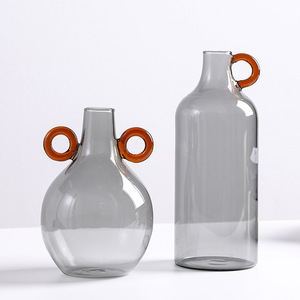 Florero de Vidrio Moderno de Alta Calidad, Color Gris, para Hogar u Oficina, Florero Hidropónico, Arte en Vidrio - Product Image 2