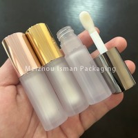 ISMAN Vente en gros Tube de brillant à lèvres rond 6ml avec capuchon Gun Metal Gold Rose Gold, applicateur à grande brosse, flacon pour huile à lèvres et correcteur, logo personnalisé