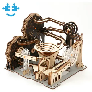 Craft Wood Gift Marble Run Jigsaw 3D Diy Handmade Assembled Wooden Puzzle 3D Wooden Marble Run Puzzle