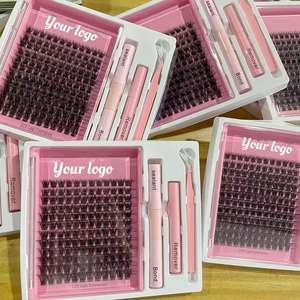 Venta al por Mayor Kit de Extensiones de Pestañas de Racimo Efecto 3D DIY Personalizado Estilo Mate Bandeja Mixta de 8-25mm Pestañas Segmentadas Pre-Cortadas - Product Image 3