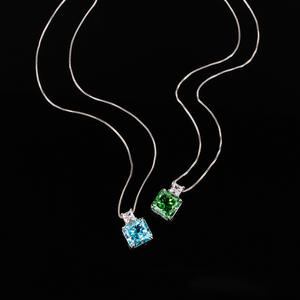 Kalung Batu Ascher Cut Berlian Karbon Tinggi Tembaga Model Botol Parfum Mewah Gaya Persegi Merah Cina Baru, Laris Manis - Product Image 5