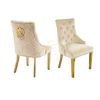 Chaise de salle à manger en tissu beige, style moderne et élégant, avec pieds en métal doré robustes, idéale pour la maison, le salon, l'école ou un usage commercial – Vente chaude
