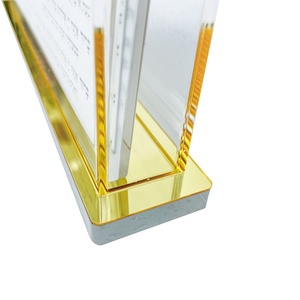 Hot Sale Modern Luxury Gold Clear Transparent Lucite Bencher Set and Holder by JUST in CASE Brand for Judaica Holiday Gifts - Product Image 6