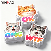 Pack d'autocollants personnalisés mignons de chats, animaux de dessin animé amusants, découpés en vinyle, autocollants adhésifs pour la décoration de bouteilles d'eau, carnets et ordinateurs portables