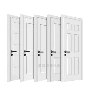 Newgood ekonomik kapı fiyatları HDF lamine kalıplı cilt kapılar petek beyaz 6 Panel gömme kapı