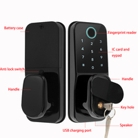 Cerradura Inteligente TTlock Cloud para Hogar, Hotel u Oficina, de Aleación de Zinc con Huella Dactilar y Código, para Puertas de Madera/Acero Inoxidable