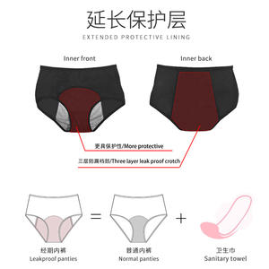 Mutandine mestruali da <span class=keywords><strong>donna</strong></span> in <span class=keywords><strong>cotone</strong></span> <span class=keywords><strong>impermeabile</strong></span> Plus Size mutandine mestruali a prova di perdite pantaloni fisiologici - Product Image 4