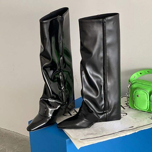 Bottines pour femmes à bout pointu avec fermeture éclair, talon bas de 7 cm, nouvelle mode, matière douce, pour l'automne - Product Image 3