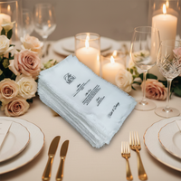 Menu en lin naturel, bio et écologique avec bords bruts, logo personnalisé imprimé, invitations de mariage 100% lin pour table