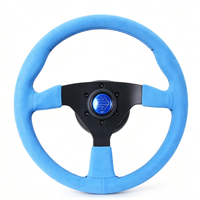 Volant de course universel modifié 14 pouces en cuir suédé mat à 3 branches 30 mm avec poignée; Simulateur de déclenchement rapide compétitif