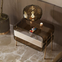 Table de chevet minimaliste italienne en acrylique INS, armoire de rangement moderne et simple de luxe léger