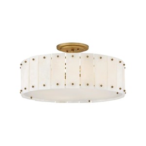 Lámpara de Techo Semi-Pendiente Industrial Retro con Cúpula de Vidrio Acanalado y Latón |   Iluminación Audaz para Comedor de Hotel y Espacios Abiertos - Product Image 5