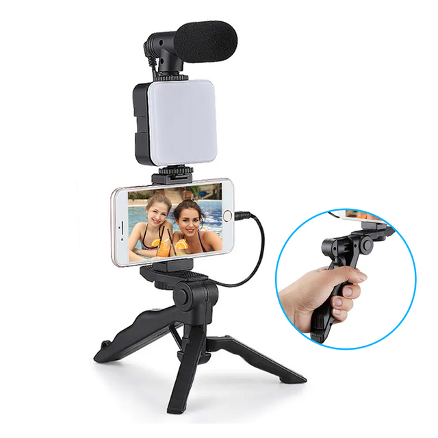 All in 1 Mobile Vlogging Kit Phone Tripod and Selfie Stick Phone Stand Tripod for Professional Cell Phone