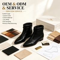 Bottines personnalisables pour femmes à bout pointu en cuir de veau ciré avec revers pliable, doublure plate couleur café, faible MOQ, bottes en cuir tendance