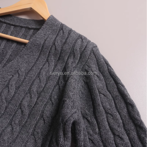Lã grossa cabo malha botão cardigan malhas jaqueta camisola manga longa xale colar para inverno dos homens - Product Image 4