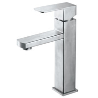 Vente chaude Robinet de lavabo noir monotrou moderne Robinet d'eau chaude et froide avec poignée unique en acier inoxydable en céramique pour la salle de bain