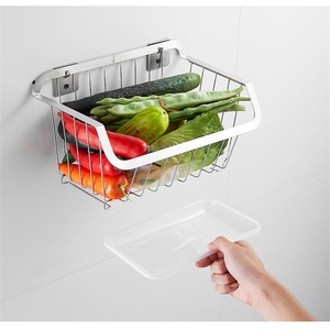 Kitchen <b>Vegetable</b> <b>Basket</b> Rack Customization Punch-Free <b>Standing</b> Modern Stainless Steel <b>Vegetable</b> Storage Fruit Drain Storage - Product Image 1