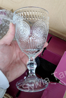 Gobelets à Vin Rouge en Verre Pressé Rose Personnalisés Luxe Vintage Thème Mariage Mexicain Tournesol en Relief pour Fête, Mariage, Bar