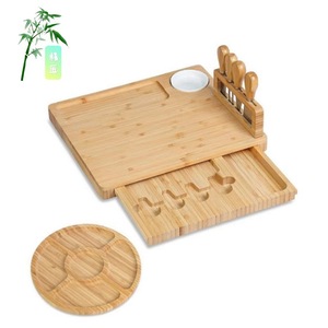 Bamboo <b>Cheese</b> Board <b>Set</b> With <b>Knives</b> And Forks 12 In 1 Serving Tray For Snacks Fruits And <b>Cheese</b> - Product Image 4
