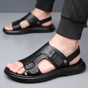Sandalias de Hombre de Cuero Vacuno de Primera Capa, Punta Abierta, Suela de Goma, Transpirables, Casuales - Product Image 3