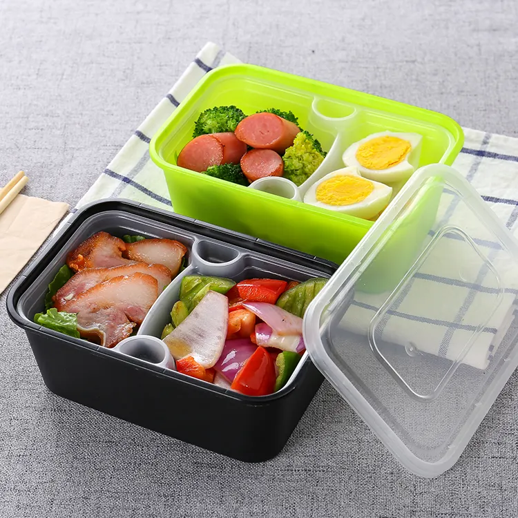 Disposable Plastic Lunch Box 300 Sets Microwave Clear Disposable Plastic Fast Food Container Takeaway Lunch Bento Box