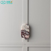 Poignée de porte en marbre HZX Rose Levanto 16x4x2cm, luxe, sculptée à la main, moderne, polie, style Wabi Sabi, pour villa, hôtel