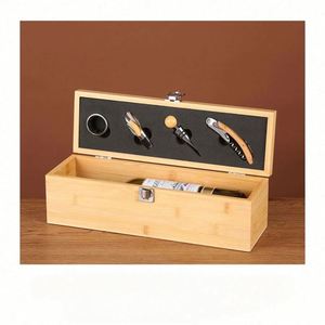 Ensemble cadeau d'accessoires à vin en bambou recyclable fait main personnalisé - Outils à vin en bambou pour les amateurs de vin - Product Image 2