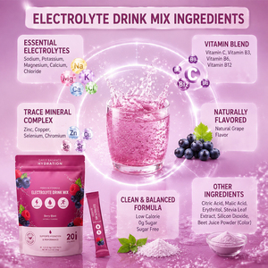 Complément de boisson hydratante sans sucre pour adultes, poudre d'électrolytes et de vitamines mélangées, nutrition sportive, soins de santé, soutien sportif, immunité - Product Image 4