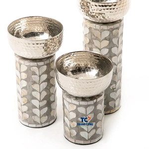 High Quality Round Metal <b>Bowl</b> <b>Set</b> With Colorful Mother of Pearl Base for Ramadan Eid Holiday Party Tableware Decorations - Product Image 4