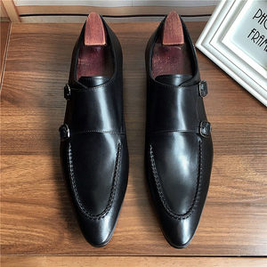 Nuevas botas de tobillo con hebilla a la moda de Monk. Zapatos de vestir formales de negocios con punta en pico, de cuero vacuno, para hombre. - Product Image 2