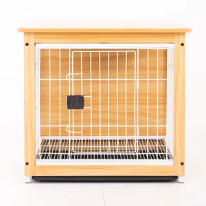 New Arrivals Wooden Metal Thin Wire Pet Cage Dog Cage Crate With Tray