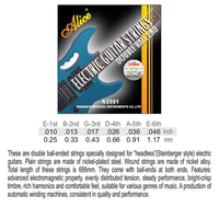 Alice String A5501 Plated Steel Plain String Nickel Alloy Winding Electric Guitar Strings with Double Ball-End
