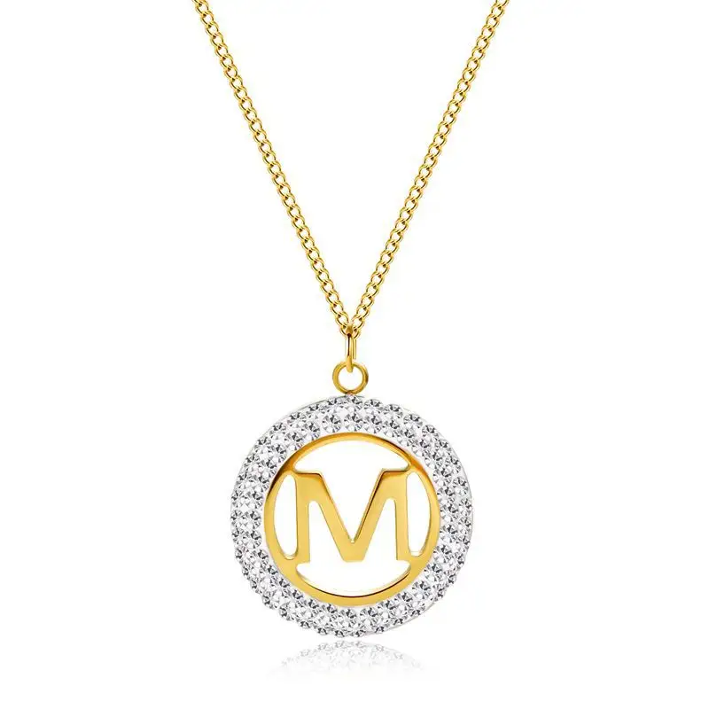 Simple Small Name Initial Letter Necklace & Pendant for Women Men Trendy Gold Color CZ Alphabet Charm Stainless Steel Thin Chain