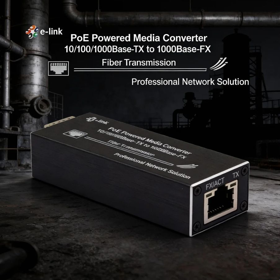 Mini 10/100/1000BASE-T to 100/1000BASE-X SFP Media Converter with PoE Powered Function for Industrial Network