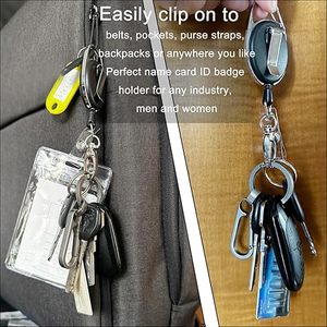 Portacredenciales Retráctil con Mosquetón, Clip para Cinturón, Anillo para Llaves, Porta Tarjetas de Identificación, Llavero, Suministros para Oficina, Empleados, Enfermeras, RTS - Product Image 5