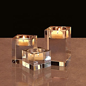 MH-Z155 Candle <strong>Holder</strong> Clear Glass Crystal <strong>Tealight</strong> Stand Candlestick European Ornaments - Product Image 3
