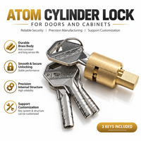 Cylindre de serrure Atom en laiton massif, 3 clés, anti-corrosion, structure interne de précision pour serrure de porte de véhicule ou de placard