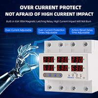 Relais de protection numérique triphasé 3P+N 63A 60A 220V contre les surtensions et les sous-tensions, limiteur de courant
