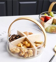 Seau à glace transparent en verre portable pour boissons et jus de fruits avec poignée en bambou