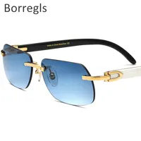 Borregls Buffalo Horn Herren Sonnenbrille Luxus Brillen Damen Squared Rimless Square Buffs Brillen 8300816