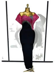 Robe fourreau asymétrique pour femme, ornée de strass, longue, moulante, sexy, de luxe, élégante, pour soirée d'anniversaire, en polyester - Product Image 1