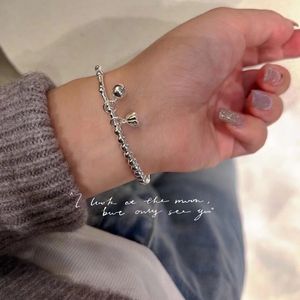 S925 Sterling <b>Silver</b> <b>Bead</b> Bracelet With Bell Charm For Women Everyday Wear - Product Image 2