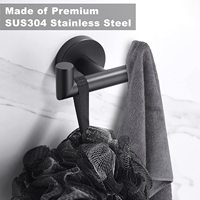 Crochets muraux de luxe robustes en acier inoxydable noir mat pour serviettes, manteaux et peignoirs, faciles à nettoyer, adhésifs sans trace